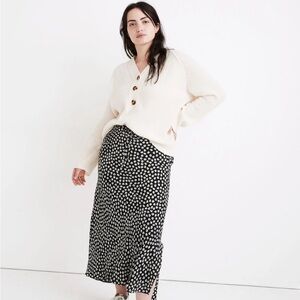 Drawstring Midi Slip Skirt in Woodcut Flowers